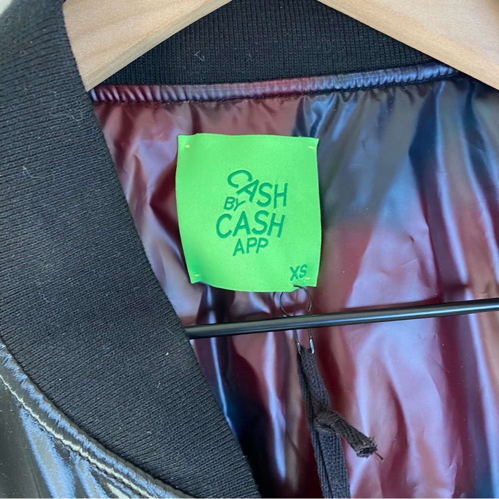 Cash App Mood Bomber Jacket Patented Black Full Zip Thermal Lining NWT Rare - Picture 2 of 8